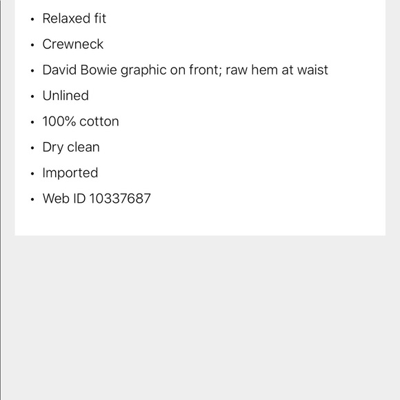 NWT True Vintage Long Sleeve Bowie T-Shirt Size XS - Picture 8 of 8